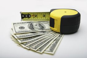Hundred dollar bills and a measuring tape.