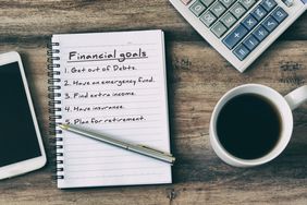 Financial Goals listed on Note Pad
