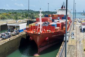 Ship crossing through Panama Canal
