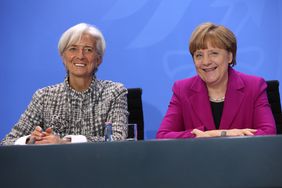 IMF Director Christine LaGarde and German Chancellor Angela Merkel