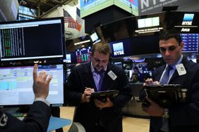 Brokers on the New York Stock Exchange floor