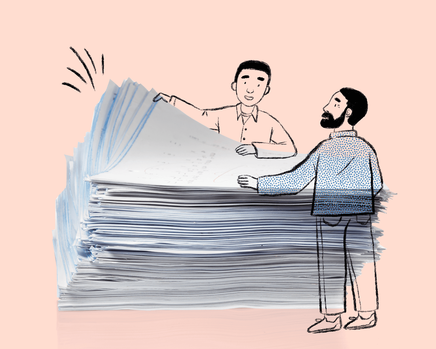 two people looking through documents